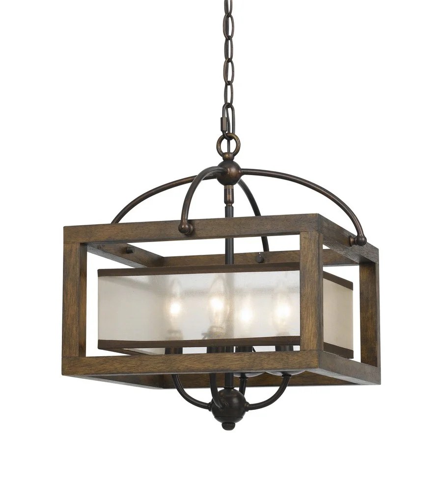 FX-3536/1C Cal Lighting Mission-Four Light Square Semi-Flush Mount-16 Inches Wide by 16 Inches High
