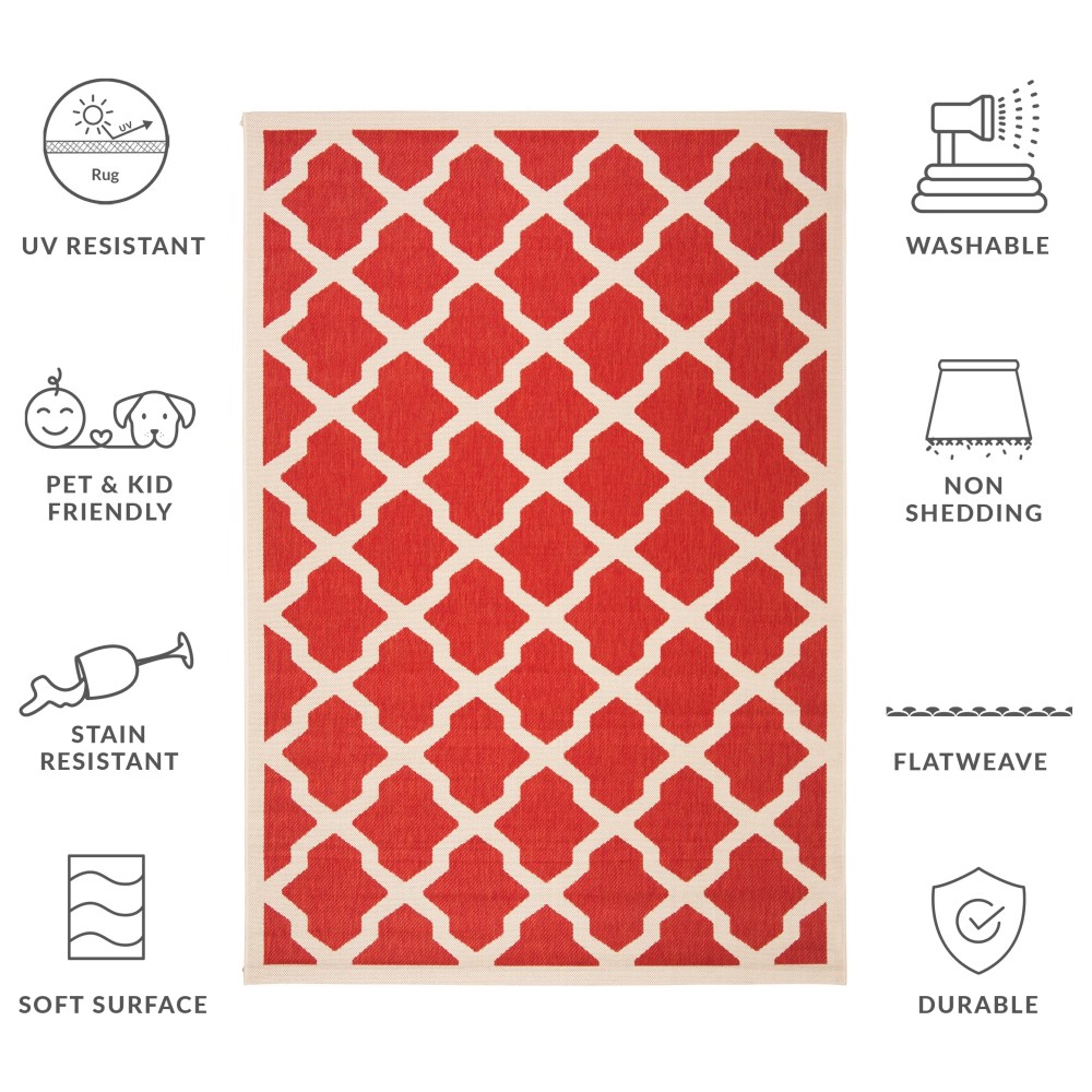 Safavieh Courtyard Amber Geometric Indoor/Outdoor Area Rug, Red/Bone, 6'7" x 9'6" - Image 11