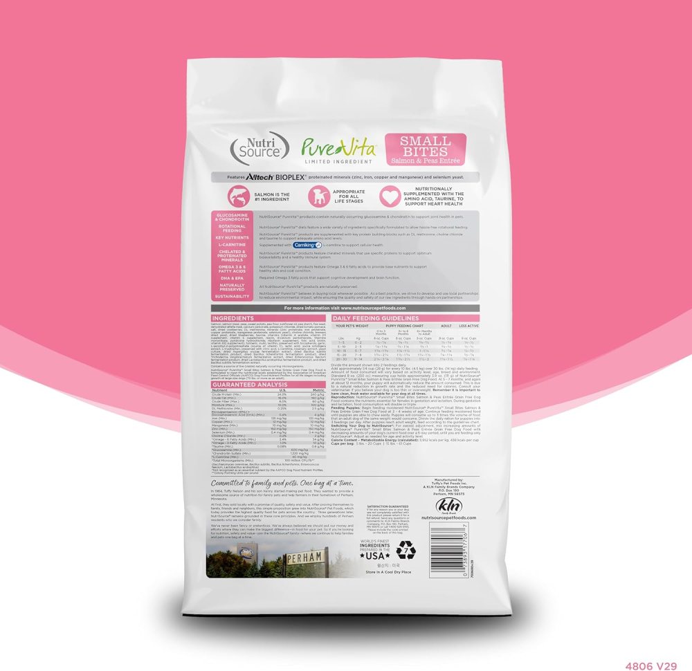 NutriSource Pure Vita Limited Ingredient Grain Free Dry Dog Food, Small Bites, Salmon and Peas, 12LB - Image 3