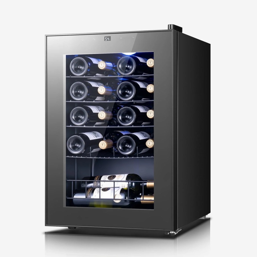Yeego 2.2 cu.ft. Wine Cooler,20 Bottle Mini Wine Refrigerator for Office/Home/Dorm with Glass Door,Black