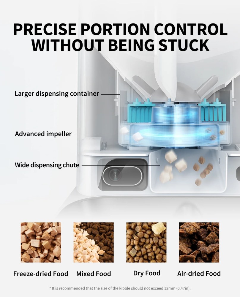 PETKIT 5L YumShare Dual-hopper Automatic Feeder with Camera, for Cats&Dogs, 2.4G WiFi, 1080P with APP Control for Remote Feeding - Image 2
