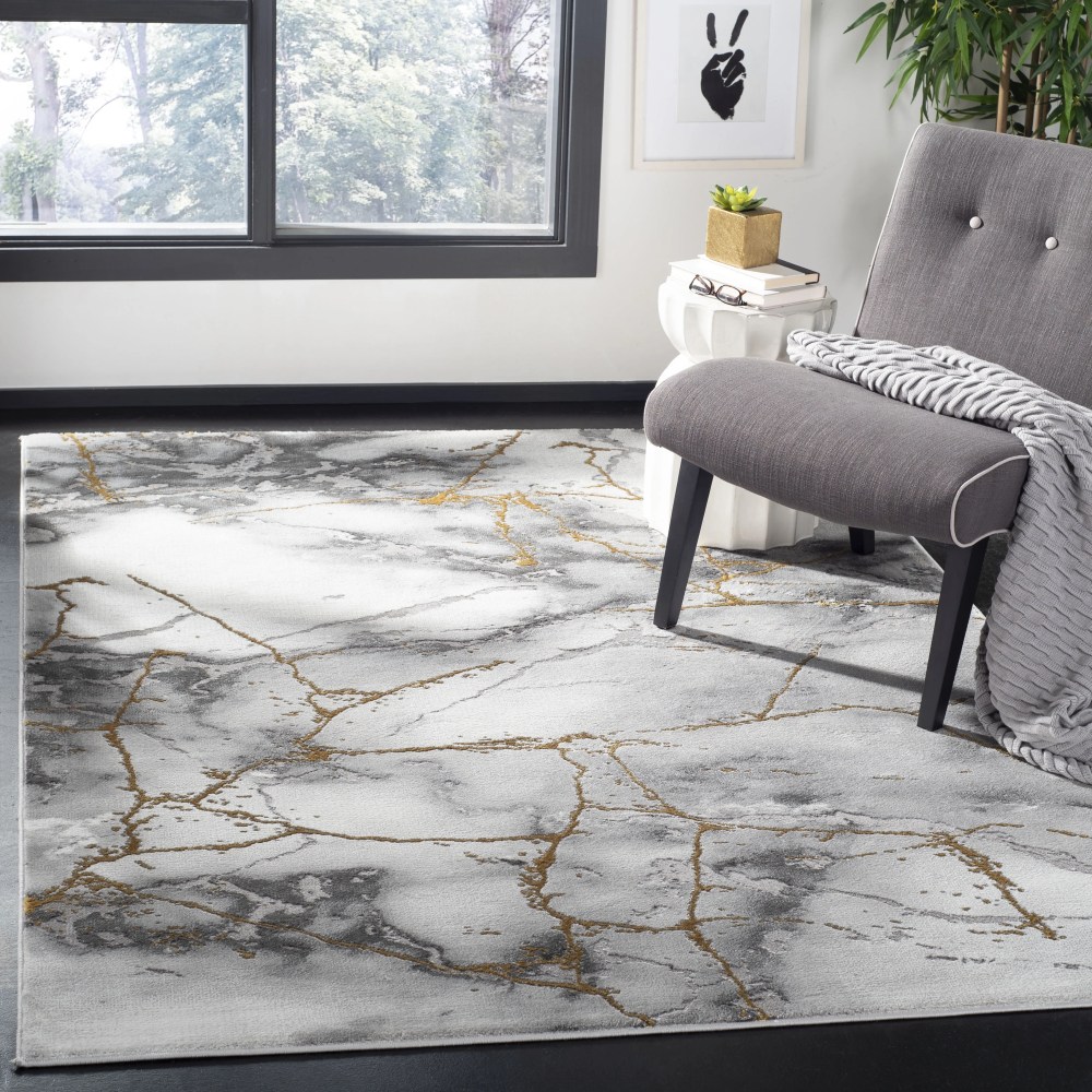 SAFAVIEH Craft Paul Abstract Area Rug, Grey/Gold, 5'3" x 7'6" - Image 5