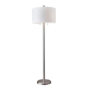 Adesso Boulevard Floor Lamp, 61"H, White/Silver