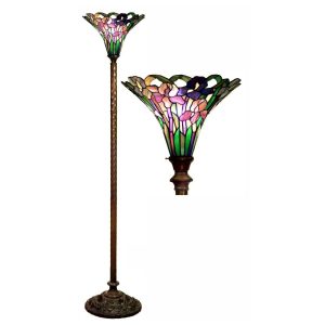 72" Tiffany-style Iris Torchiere Floor Lamp