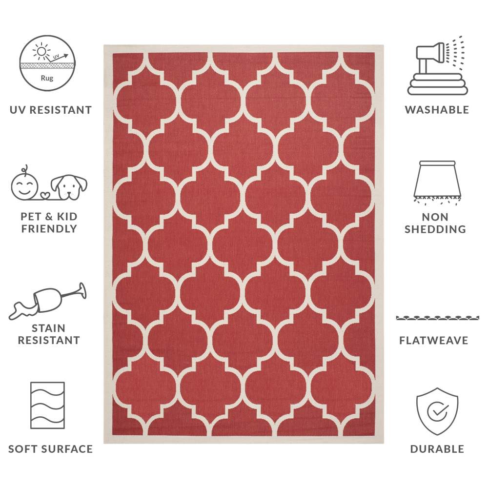Safavieh Courtyard Alyssa Geometric Indoor/Outdoor Area Rug, Red/Bone, 6'7" x 9'6" - Image 17