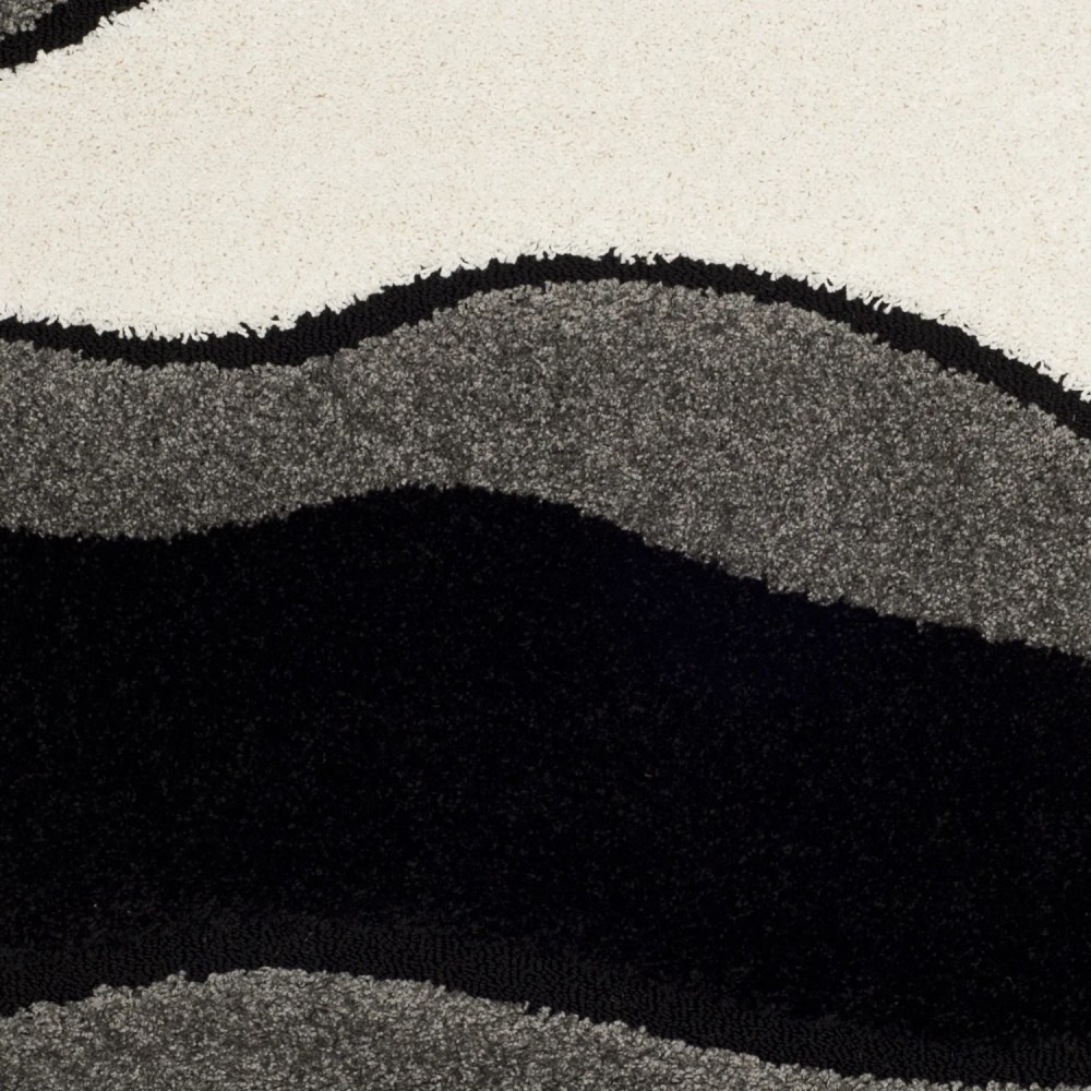 SAFAVIEH Florida Tyler Geometric Waves Shag Area Rug, Grey/Black, 5'3" x 7'6" - Image 4