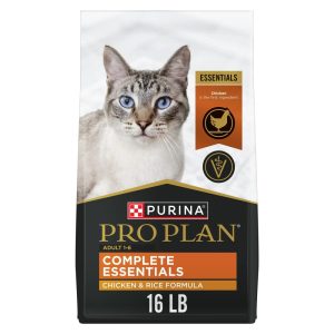 Purina Pro Plan Complete Essentials Chicken and Rice Formula Adult High-Protein Dry Cat Food, 16 lb.