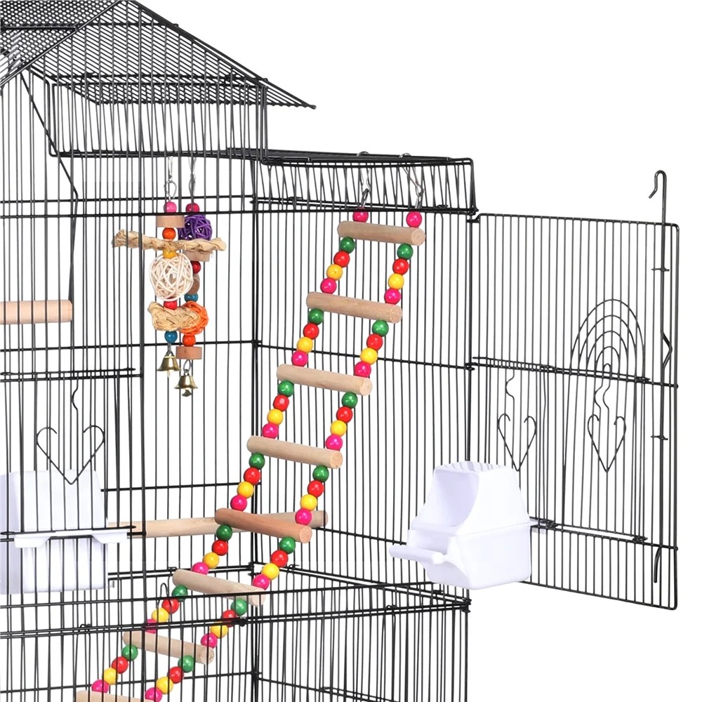 Renwick 39"H Metal Bird Cage Large Roof Top Huge House for Small Birds, Black - Image 6