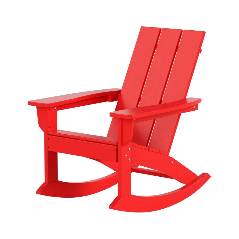 GARDEN Set of 2 Modern Plastic Outdoor Rocking Chairs for Patio Porch, Red - Image 9