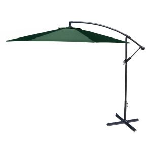 Jordan Manufacturing 8" Green Solid Octagon Folding Offset Cantilever Patio Umbrella with Crank Opening