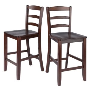 Winsome Benjamin Ladder-Back Counter Stools,Set of 2,Walnut Finish