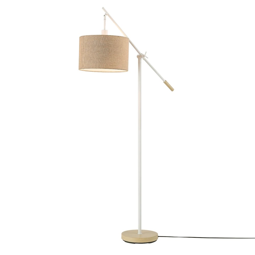 Globe Electric Serena 66" Matte White Dimmable Floor Lamp with Jute Shade, 91004429 - Image 2