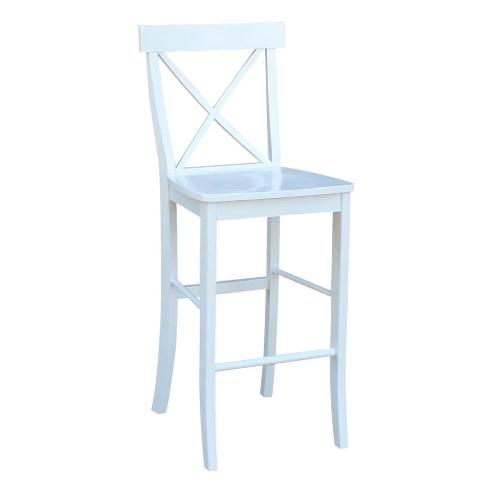 International Concepts Cross Back Solid Wood 30 in. Bar Height Stool in White - Image 6