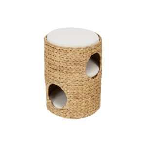Teamson Pets Neith 3-Tier Woven Water Hyacinth Cat Tower,  Tan