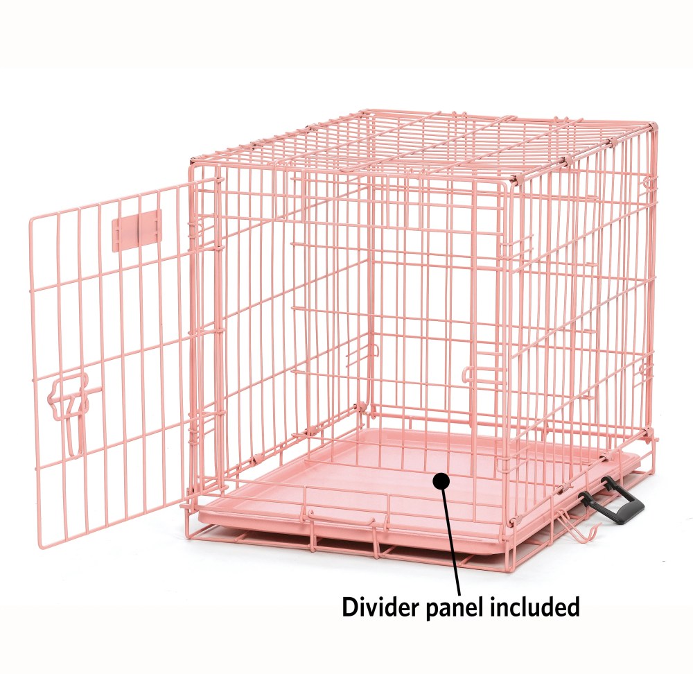 MidWest Homes for Pets 24-Inch Pink Fashion iCrate for Small Breeds, 12-20 lbs, Single Door Folding Dog Crate with Divider Panel, Leak-Proof Tray & Secure Latch, Portable, Durable & Easy to Assem - Image 2