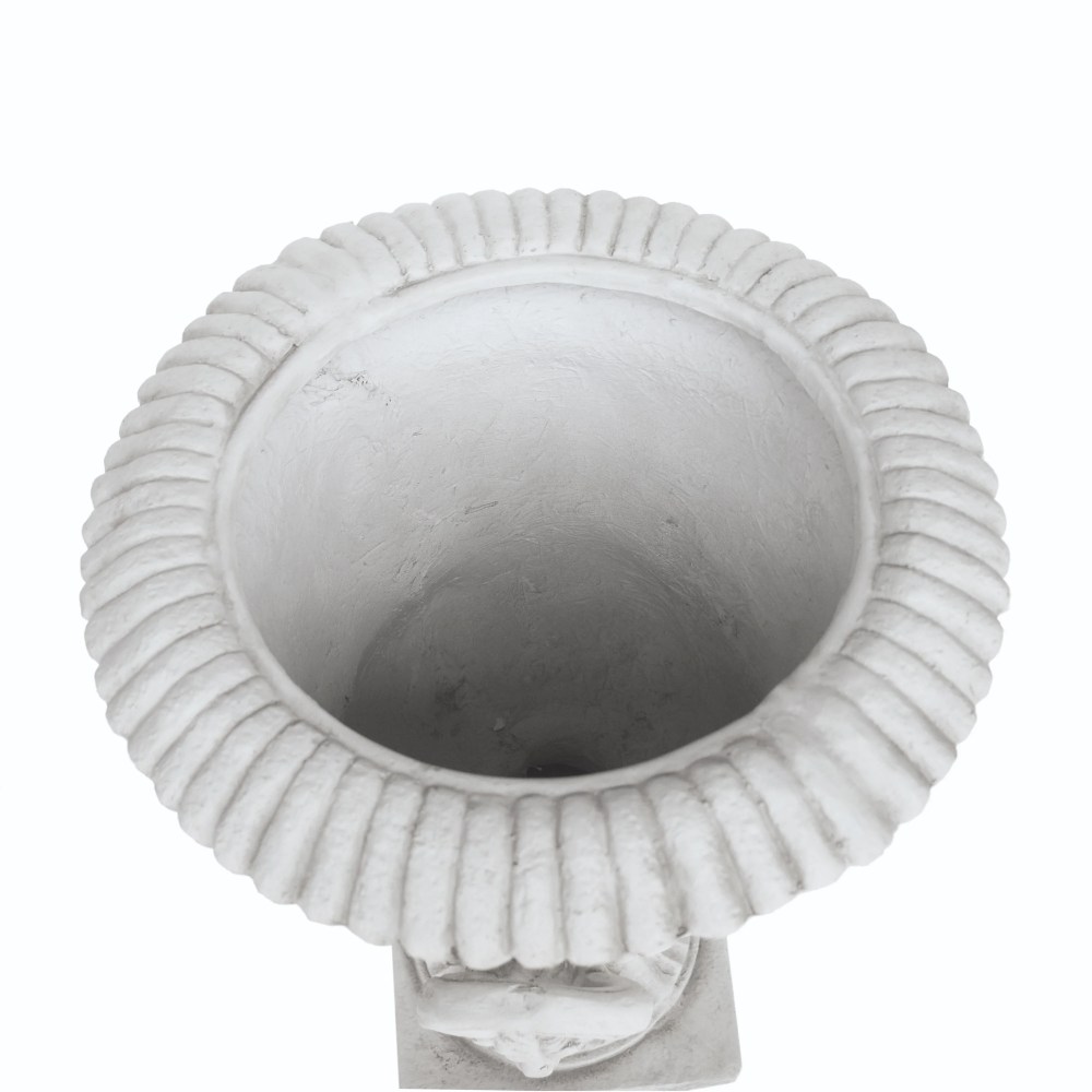 Alena Outdoor Light Weight Concrete Chalice Garden Urn Planter, Antique White - Image 4