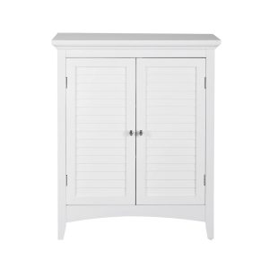 Teamson Home Glancy Freestanding Two-Door Floor Accent Cabinet with Faux Louvered Doors, White