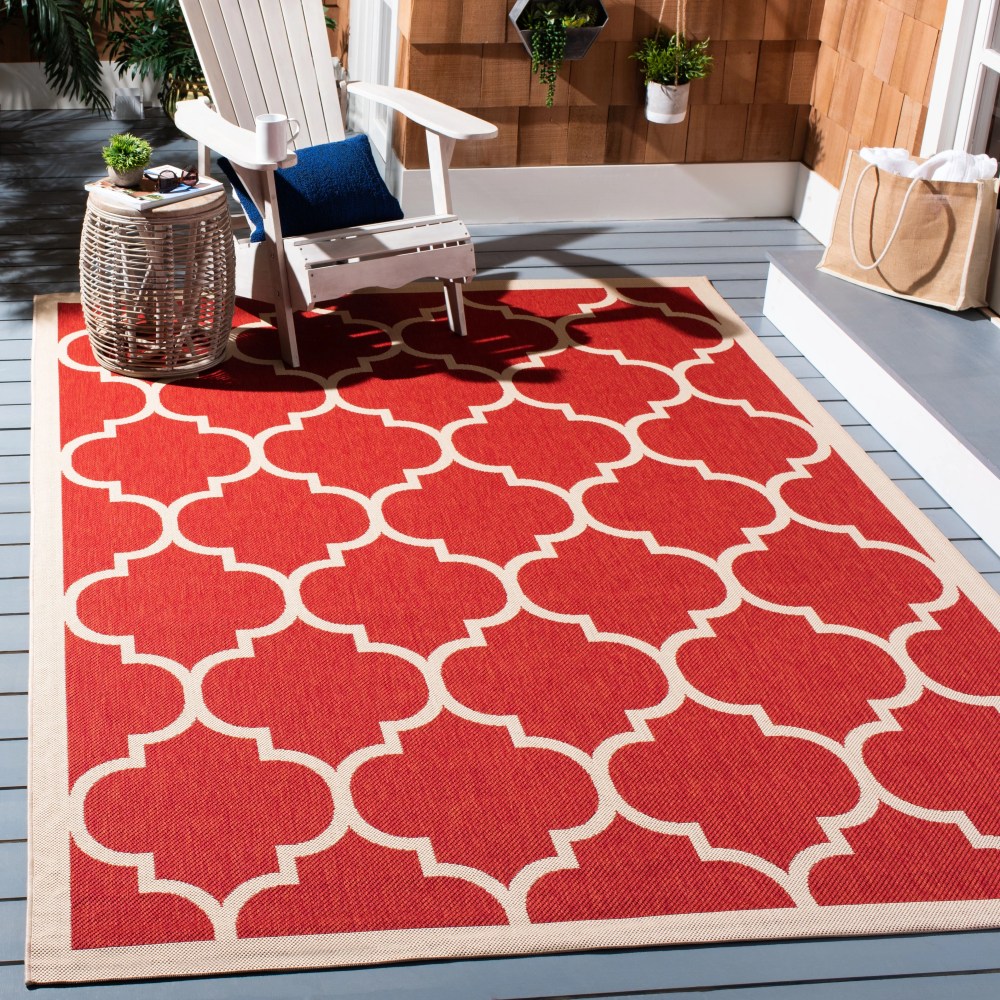 Safavieh Courtyard Alyssa Geometric Indoor/Outdoor Area Rug, Red/Bone, 6'7" x 9'6" - Image 13