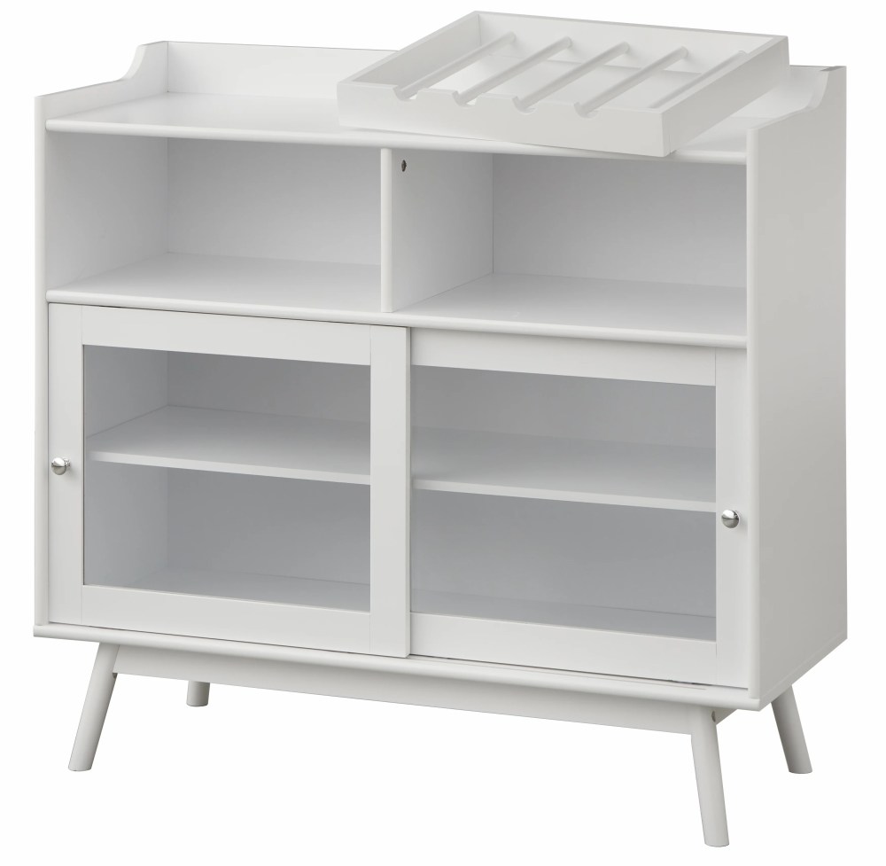 TMS Altura Bar Cabinet with Sliding Doors and Wine Rack, White - Image 6