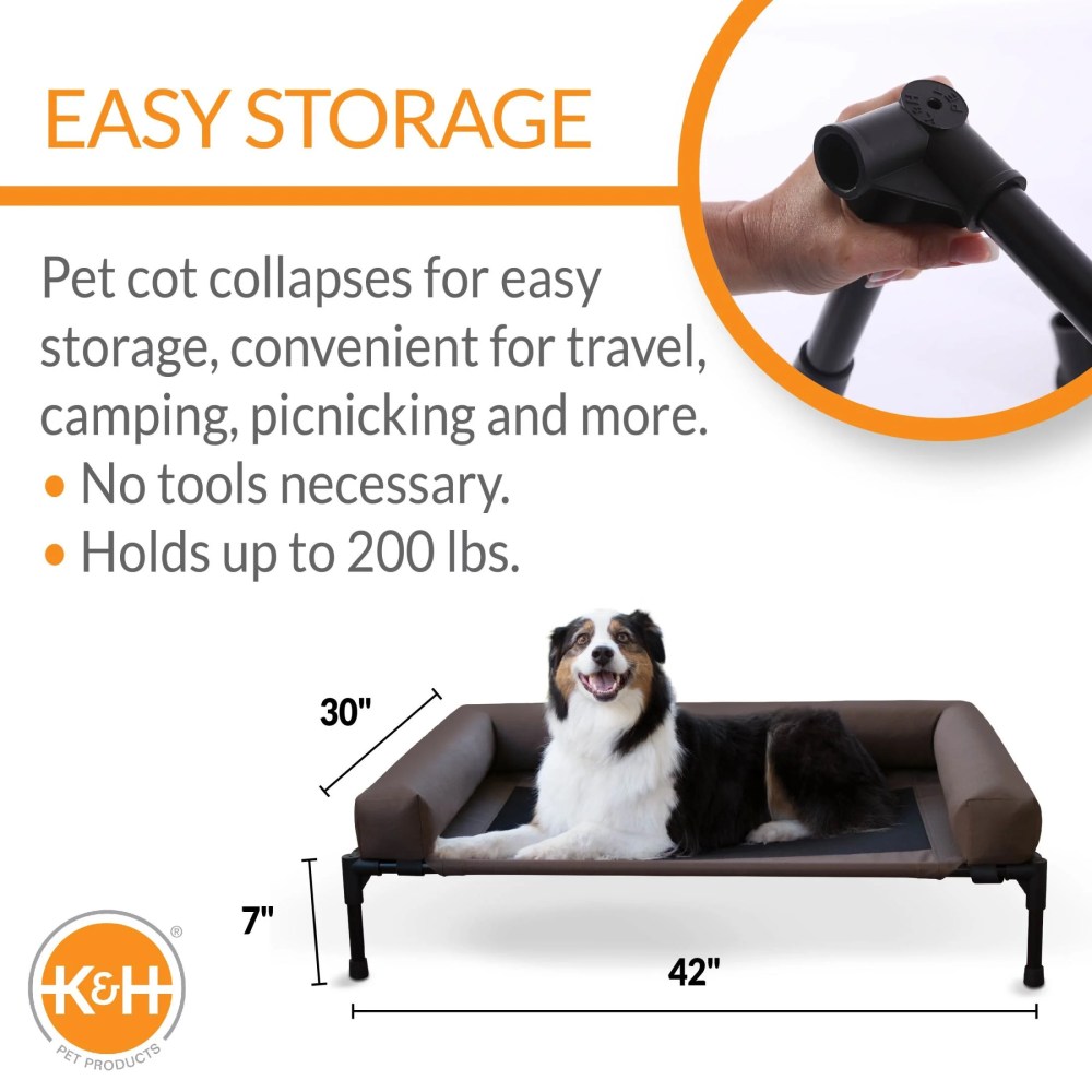 K&H Pet Products Original Bolster Pet Cot Elevated Dog Bed for Large Dogs Chocolate/Black Mesh Large 42 X 30 X 7 Inches - Image 5