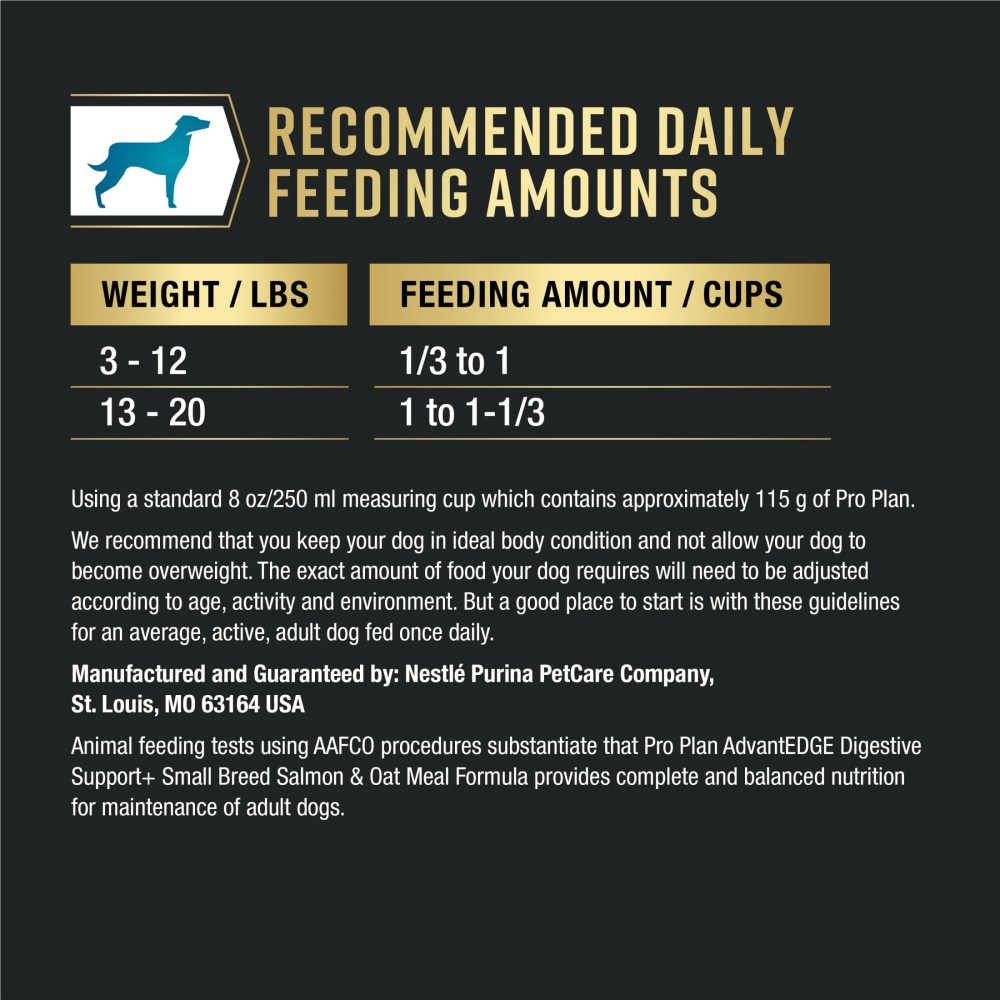 Purina Pro Plan AdvantEDGE Small Breed Digestive Support Plus Salmon and Oat Meal Formula Dry Dog Food, 12 lb Bag - Image 6
