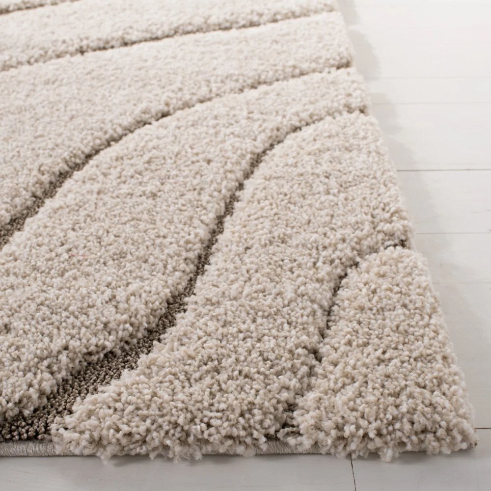 SAFAVIEH Florida Tabitha Geometric Waves Shag Area Rug, Cream/Beige, 6'7" x 6'7" Square - Image 2