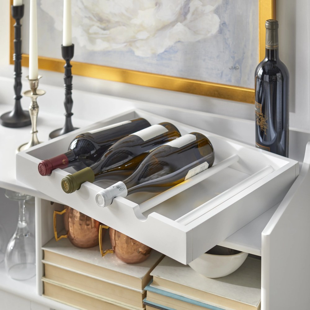TMS Altura Bar Cabinet with Sliding Doors and Wine Rack, White - Image 2