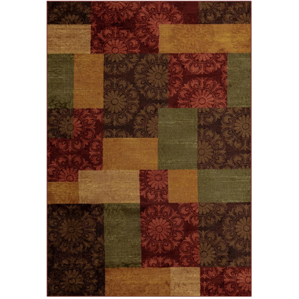 Mainstays Transitional Medallion Block Red Print Indoor Area Rug, 5" x 7"