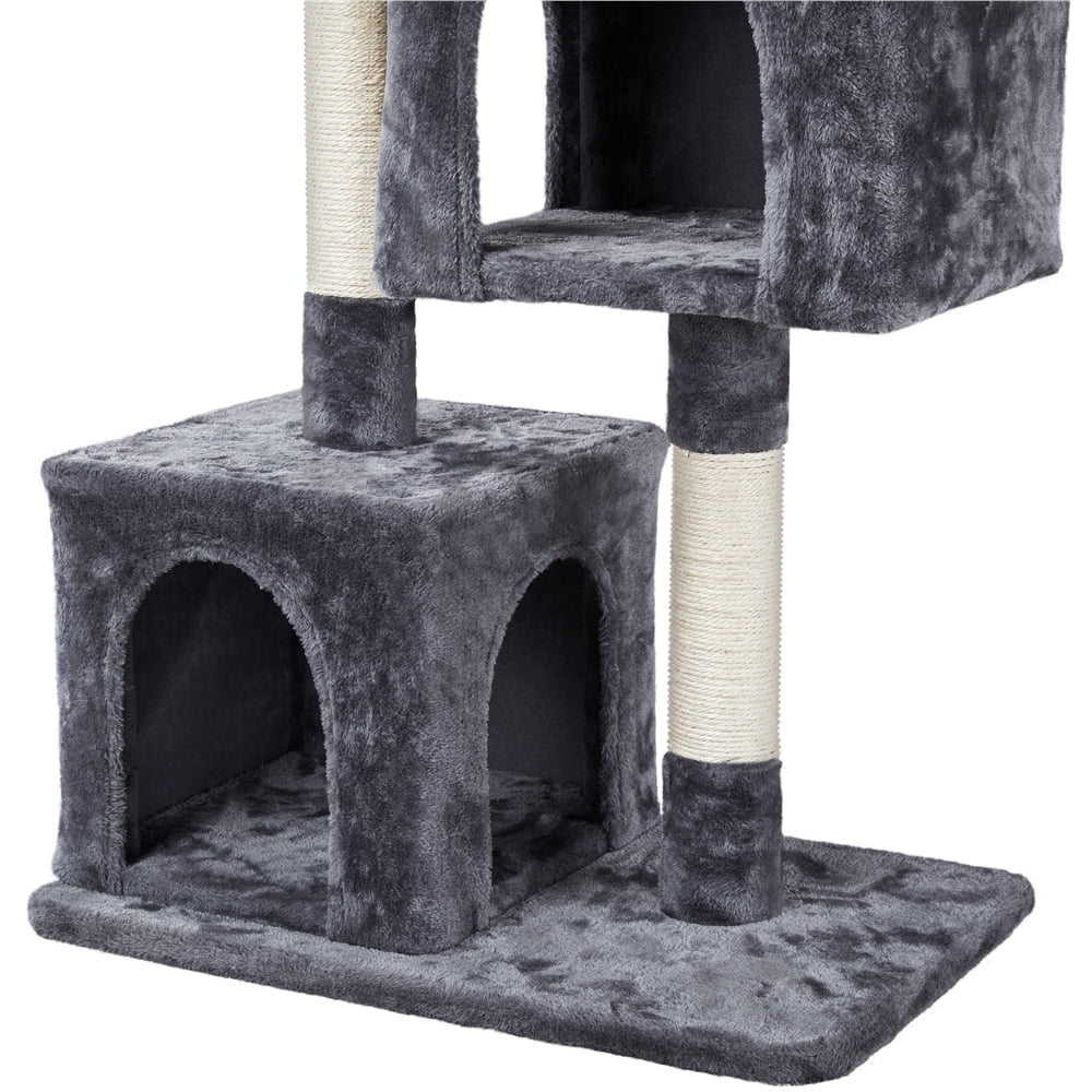 Alden Design 33.5"H Plush Cat Tree with Wide Platform Condo for Indoor Cats, Dark Gray - Image 5