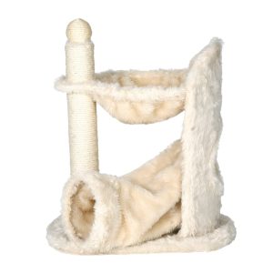 TRIXIE Baza Gandia Plush 26.8" Cat Tree with Sisal Scratching Post-Hammock & Tunnel,  Cream