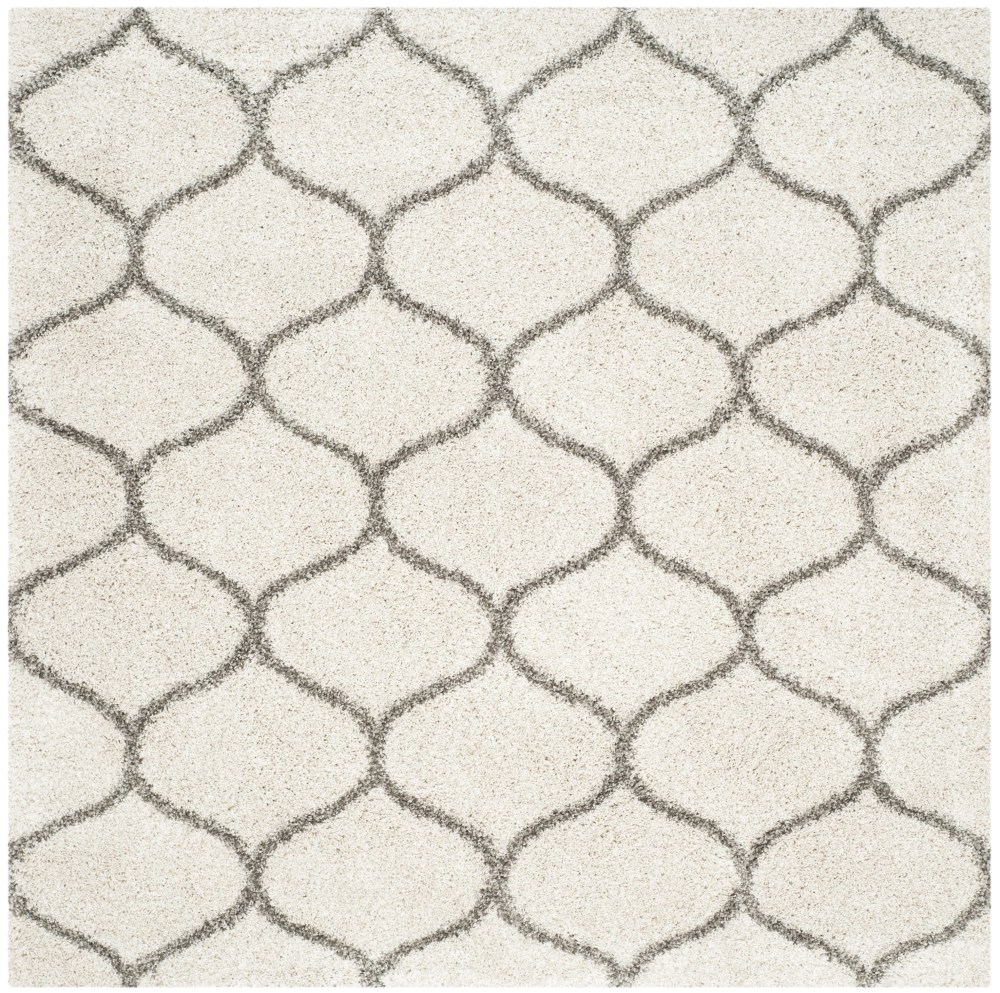 SAFAVIEH Hudson Arline Geometric Shag Area Rug, Ivory/Grey, 9" x 9" Square