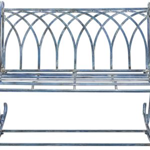 SAFAVIEH Ressi Rustic Outdoor Patio Rocking Bench, Antique Blue