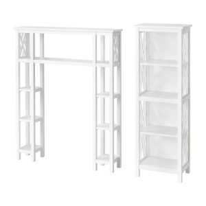 Alaterre Coventry Over Toilet Open Shelving Unit with Left and Right Side Shelves,Bath Tall Storage Shelf