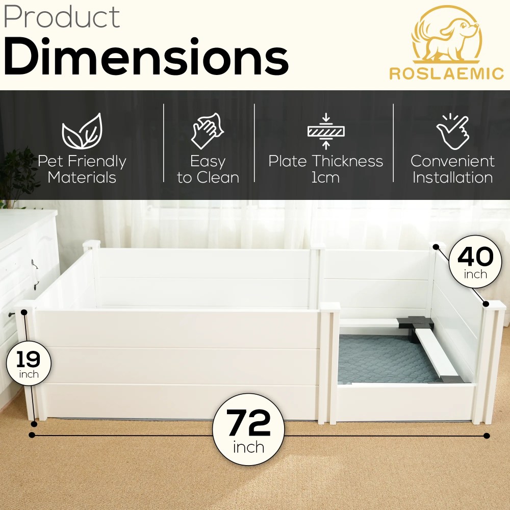 72"x 40" Whelping Box Kit for Dogs, Perfect for 2-6 Puppies' Growth Period, White - Image 2
