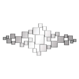 DecMode 21" x 48" Silver Slim Geometric Wall Mirror with Stacked Square Mirrors