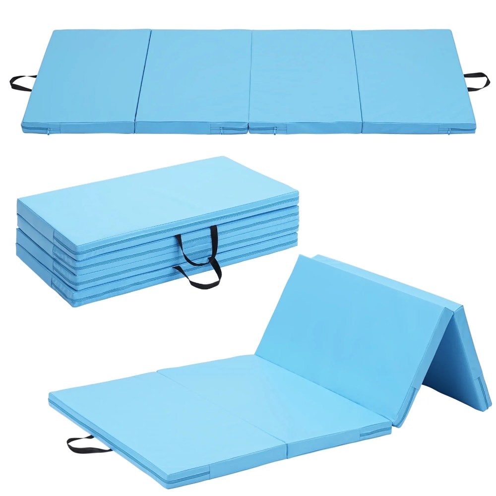 Ainfox 2" Gymnastics Tumbling 3'x6" Light Blue Folding Exercise Mat