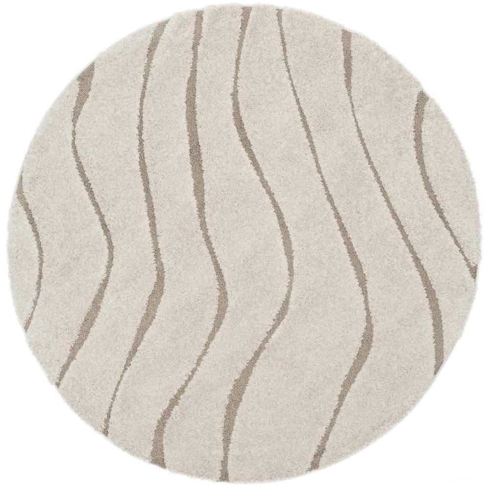 SAFAVIEH Florida Tabitha Geometric Waves Shag Area Rug, Cream/Beige, 6'7" x 6'7" Square - Image 10