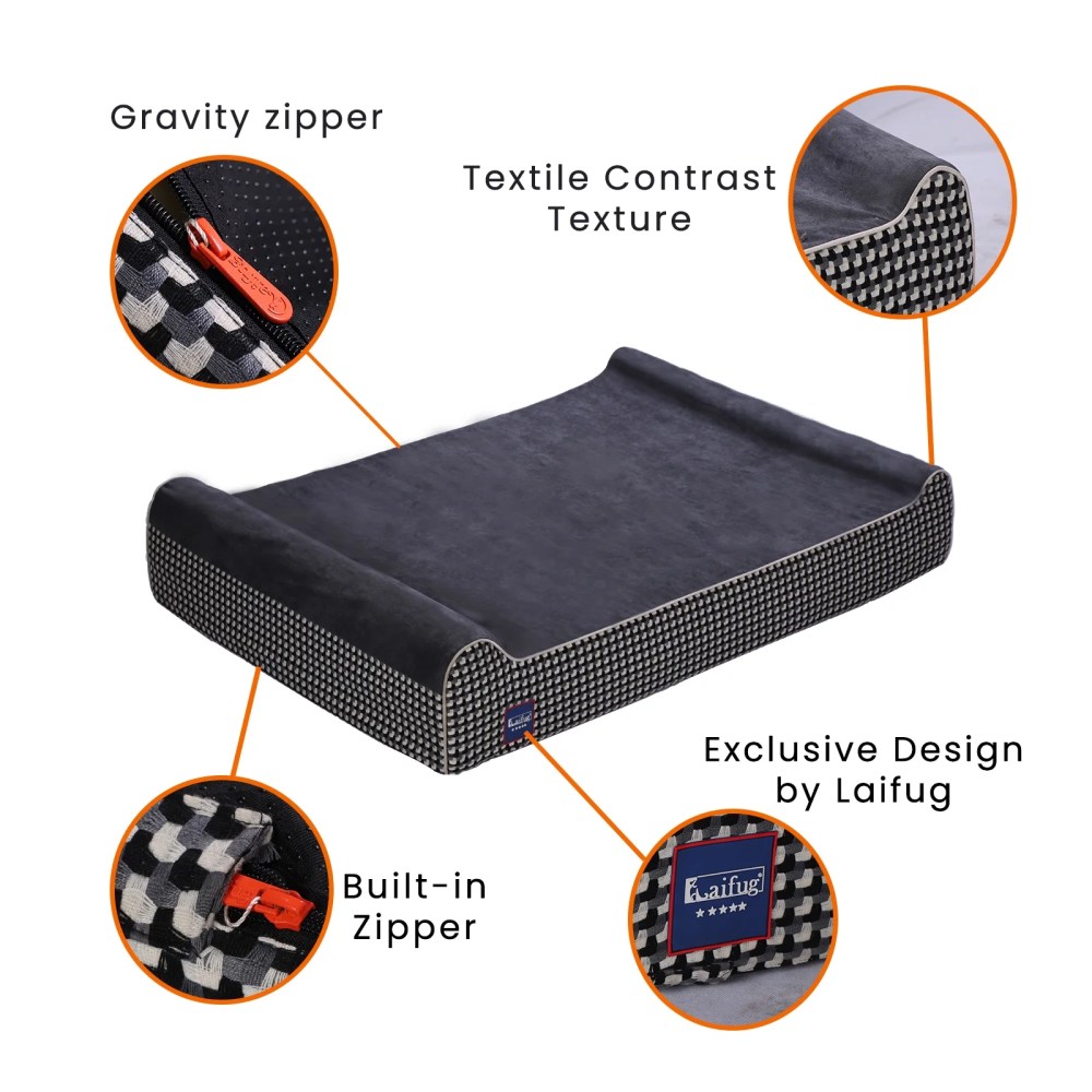 Laifug Extra Large Dog Bed with Orthopedic Memory Foam, Dog Pillow, Waterproof Liner & Washable Cover (Black, XL) - Image 5