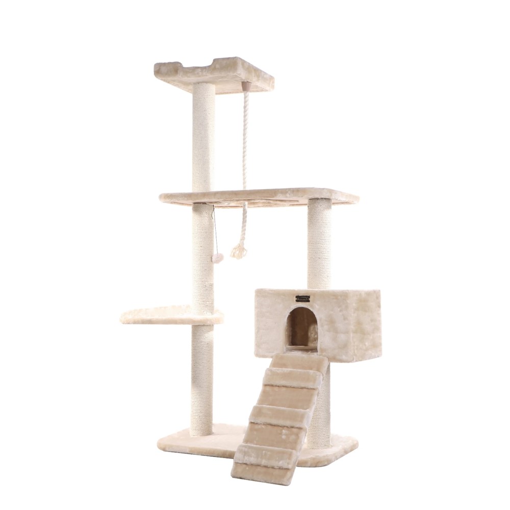 Armarkat 58-in Cat Tree & Condo Scratching Post Tower, Beige - Image 4