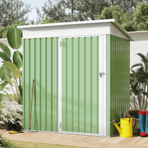 AECOJOY 5" x 3" Outdoor Metal Storage Shed with Lockable Door for Backyard in Green