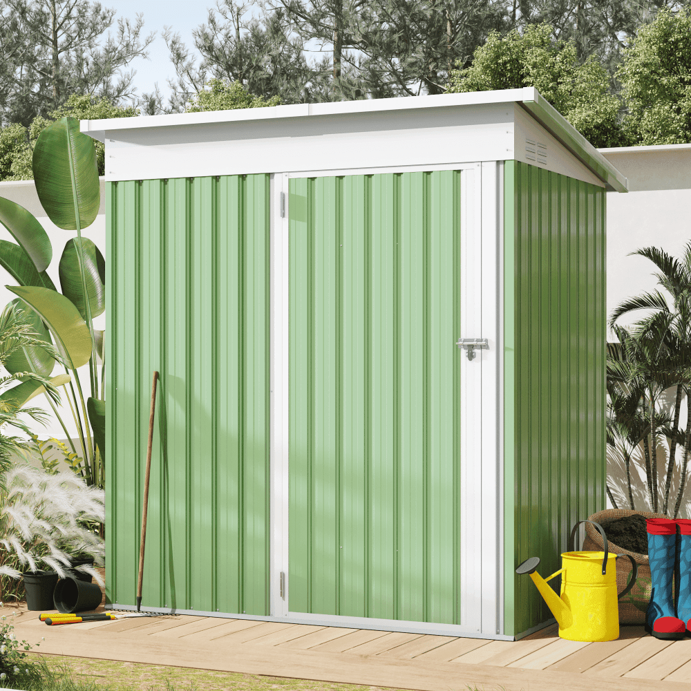 AECOJOY 5" x 3" Outdoor Metal Storage Shed with Lockable Door for Backyard in Green
