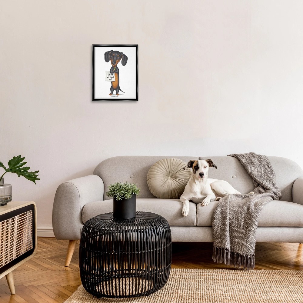 Stupell Industries Dachshund 'I'm The Boss' Fun Family Pet Phrase Jet Black Framed Floating Canvas Wall Art, 1620, by Danny Gordan - Image 2
