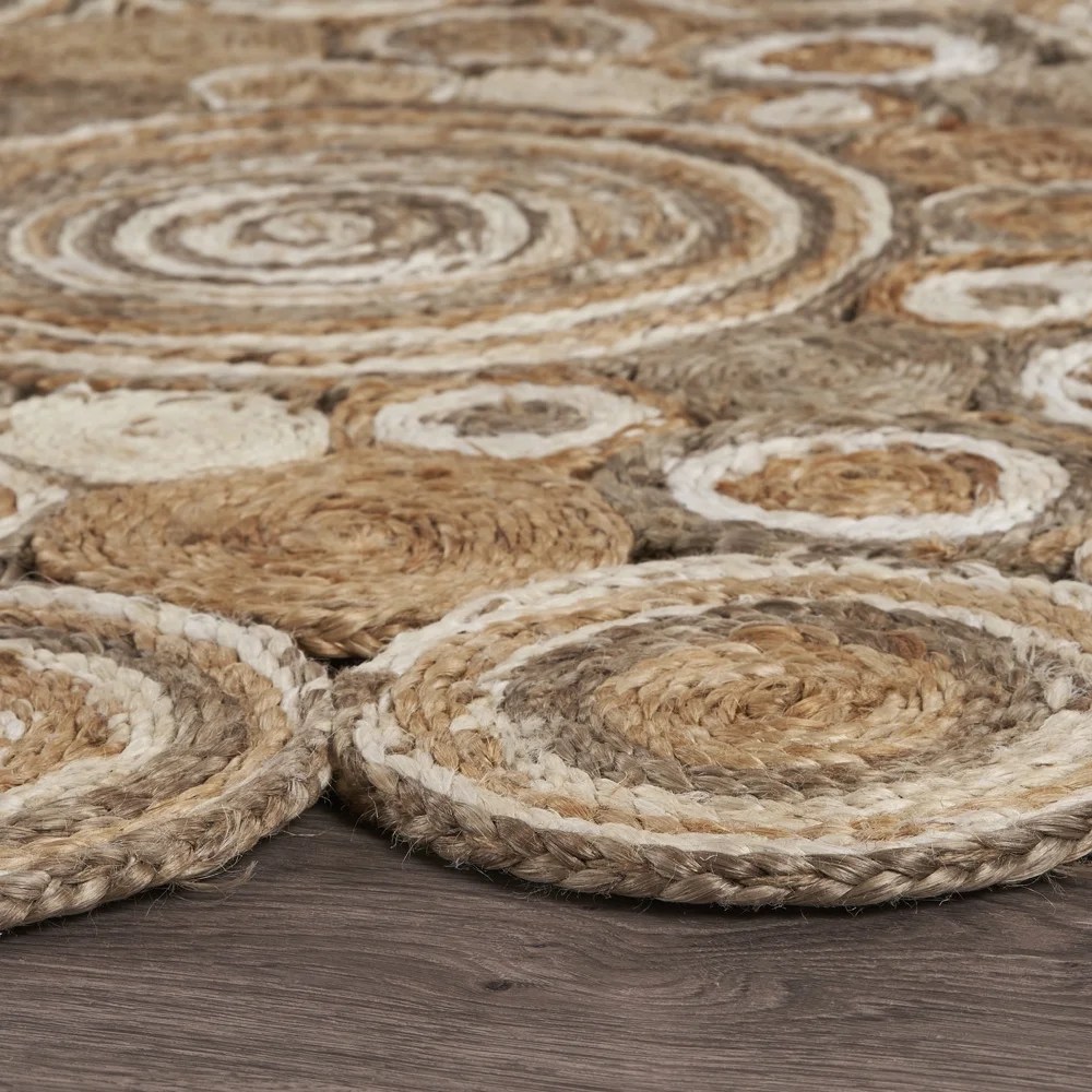 Ox Bay Cora 7'6" Round Beige and Brown Braided Circles Jute Indoor Area Rug - Image 8