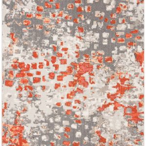 SAFAVIEH Madison Candelario Abstract Polka Dots Area Rug, Grey/Orange, 6" x 9"