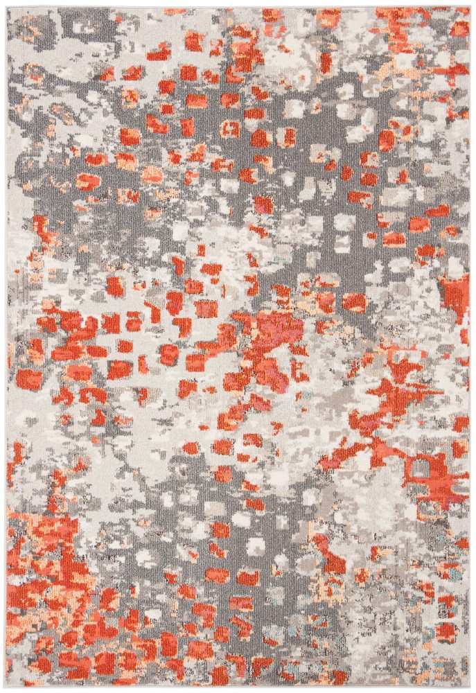 SAFAVIEH Madison Candelario Abstract Polka Dots Area Rug, Grey/Orange, 6" x 9"