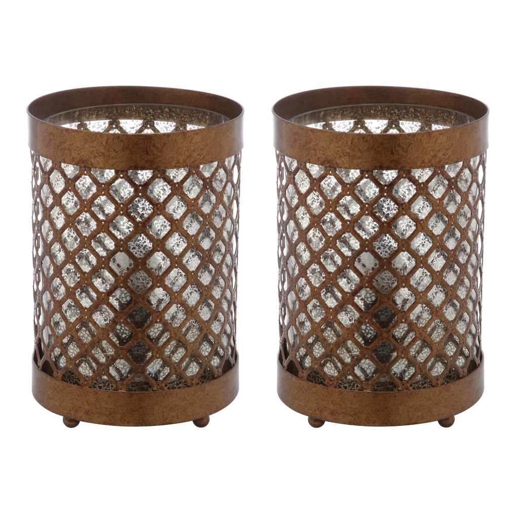 Safavieh Borden 11.5 in. H Hurricane Table Lamp, Gold, Set of 2 - Image 4