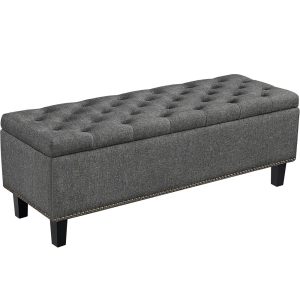 Alden Design 49in Modern Tufted Storage Bench for Entryway Bedroom,Dark Gray