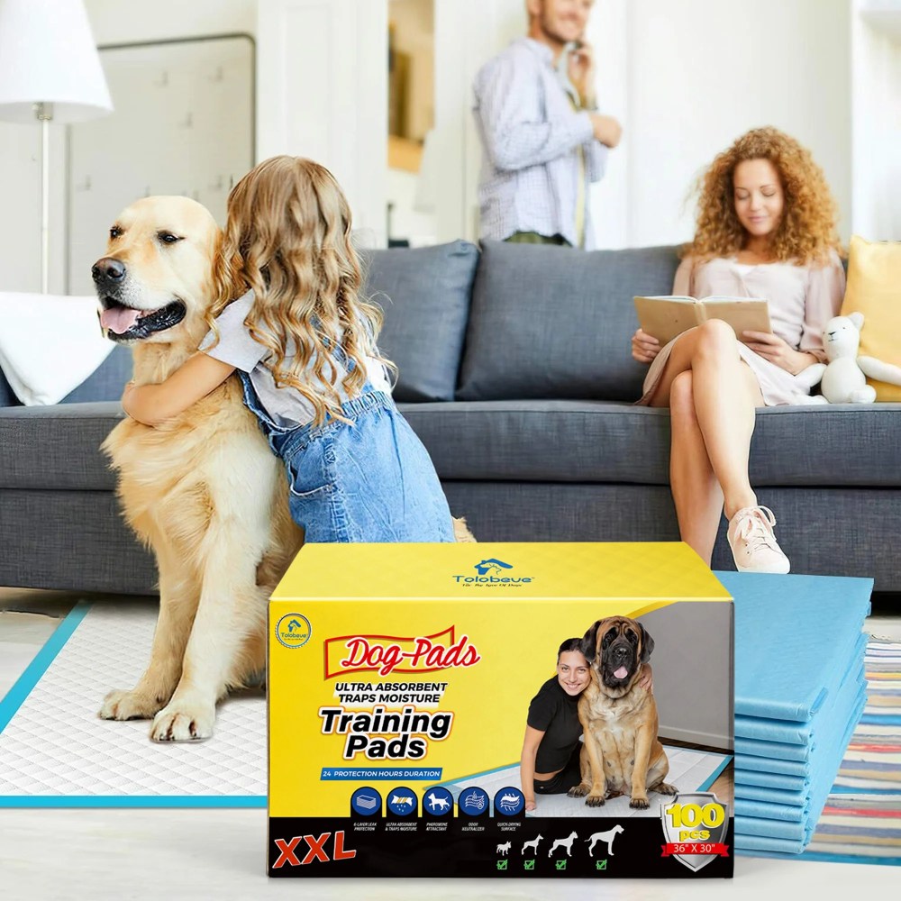 Tolobeve Dog Training Pads, XXL, 30 in x 36 in, 100 Count Disposable Dog Puppy Pee Pads - Image 3