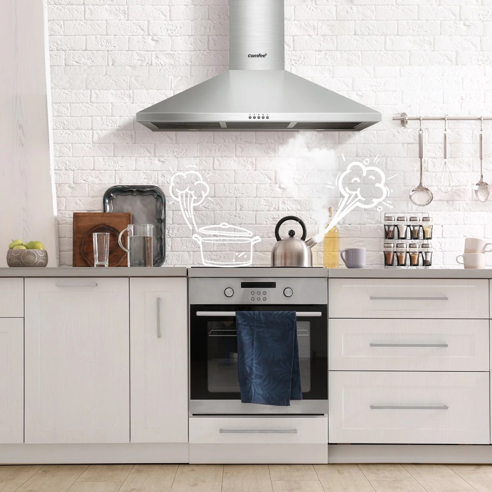 Comfee 36" Ductless/Ducted, Convertible, Pyramid Range Hood, Stainless Steel, CVP36W4AST - Image 5