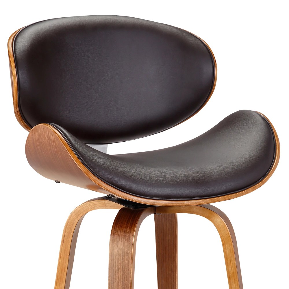 Armen Living Indoor Solstice Adjustable Black Faux Leather Swivel Barstool With Black Powder Coated Finish and Gold Accents - Image 6